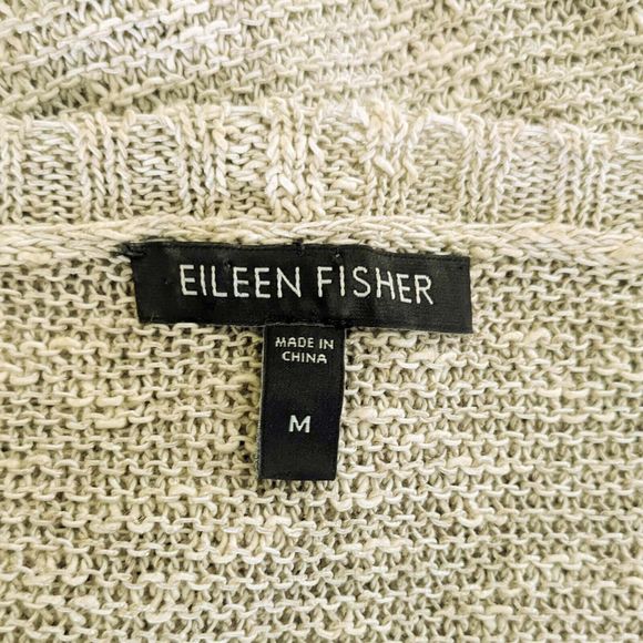 Eileen Fisher Women's M Oatmeal Linen Blend Loose Knit Pullover Tunic Sweater - Picture 5 of 8